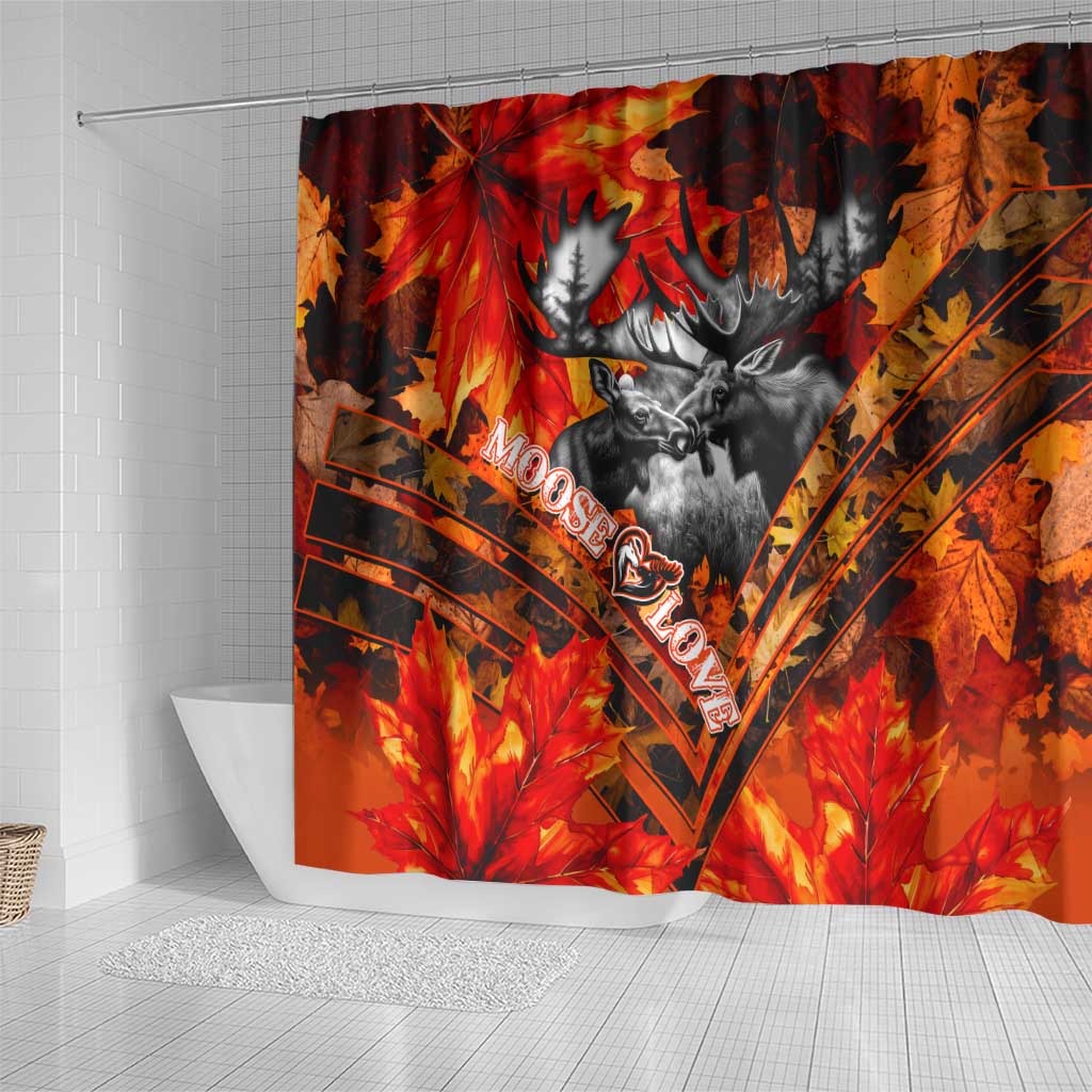 Moose Love Shower Curtain Maple Leaf Autumn Passion DT02