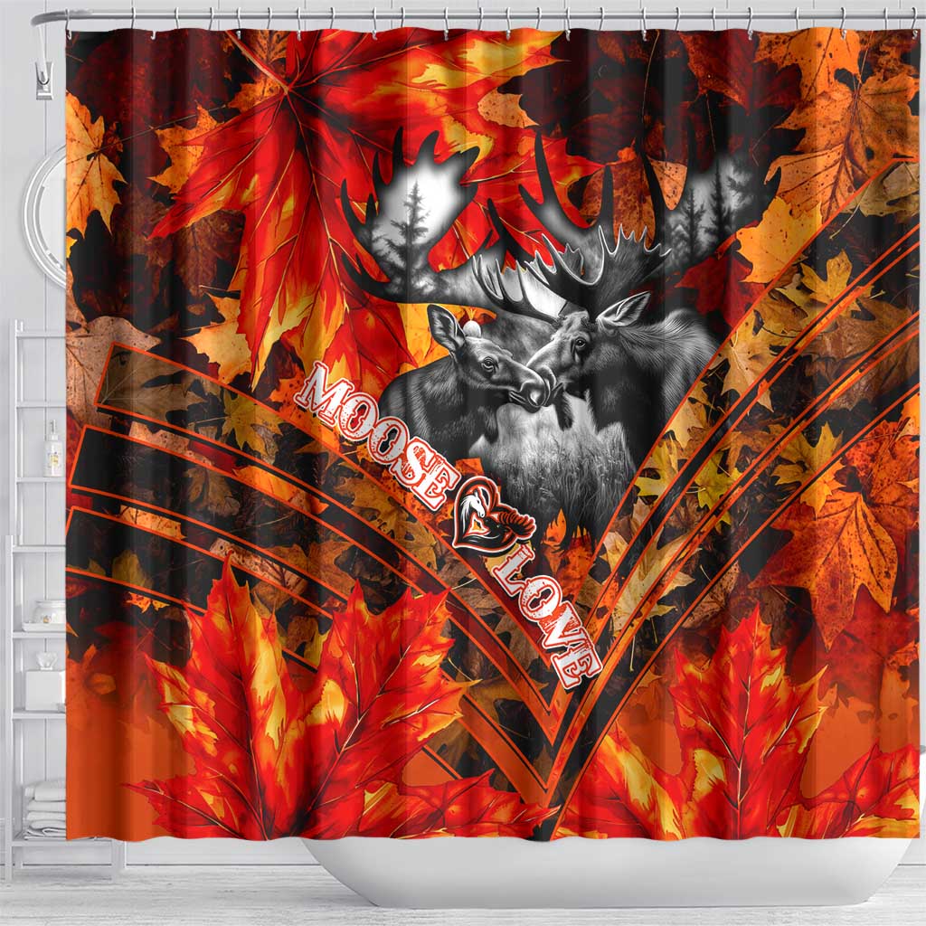 Moose Love Shower Curtain Maple Leaf Autumn Passion DT02