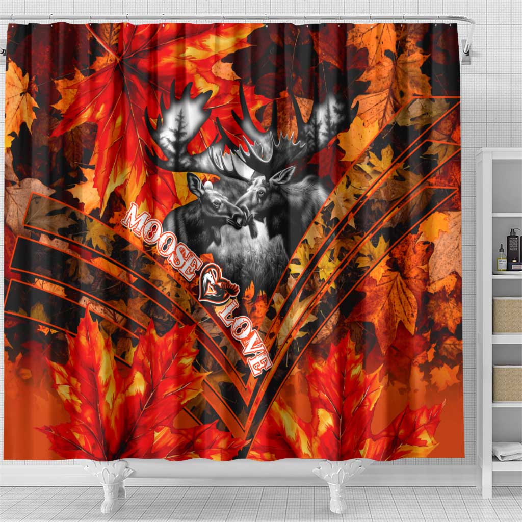 Moose Love Shower Curtain Maple Leaf Autumn Passion DT02