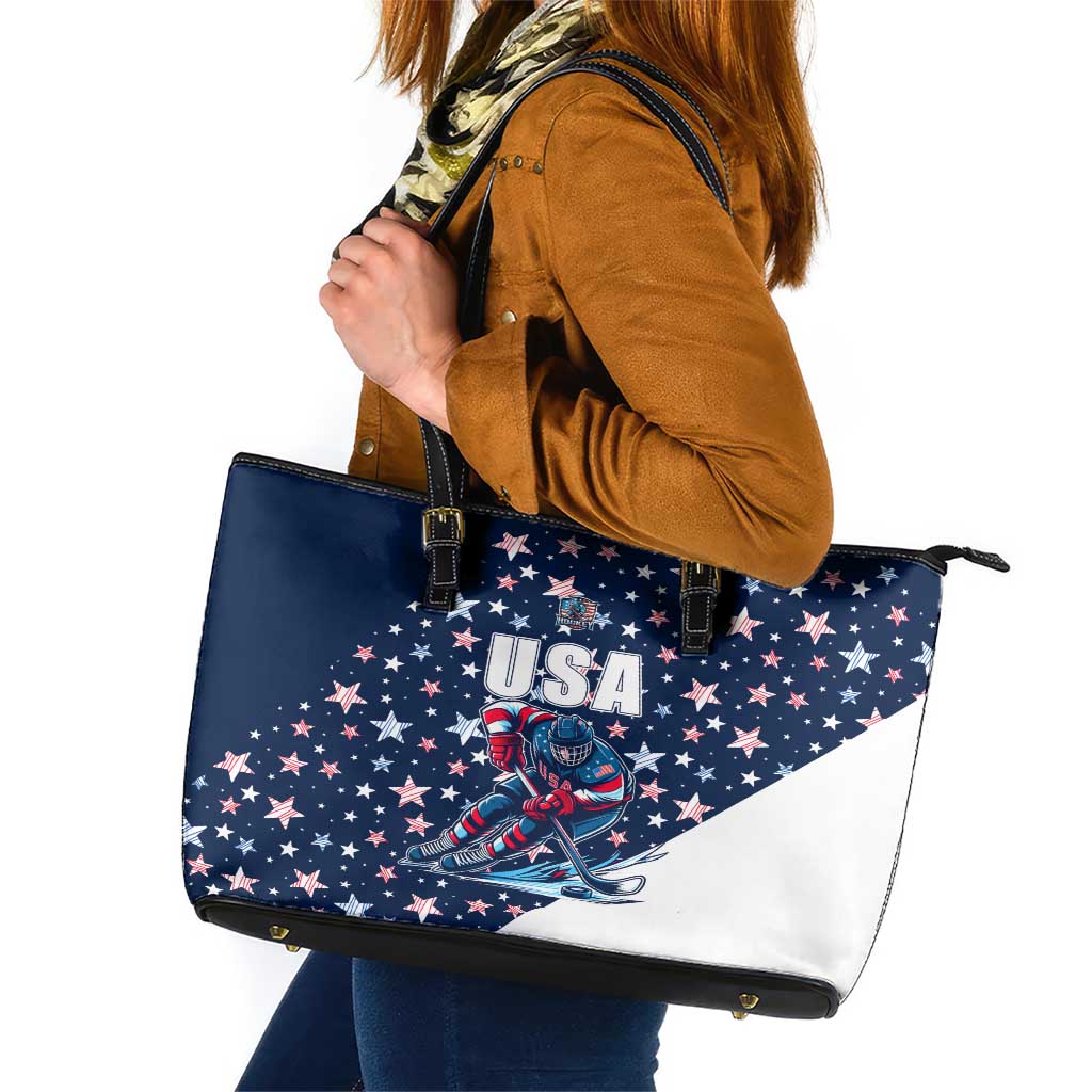 USA Ice Hockey Leather Tote Bag Summer Paris 2024 DT02