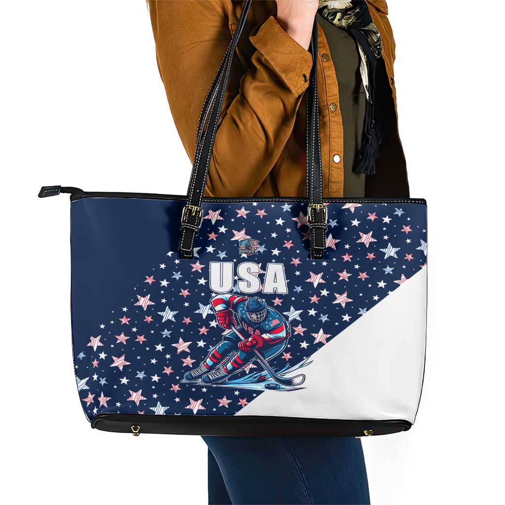 USA Ice Hockey Leather Tote Bag Summer Paris 2024 DT02