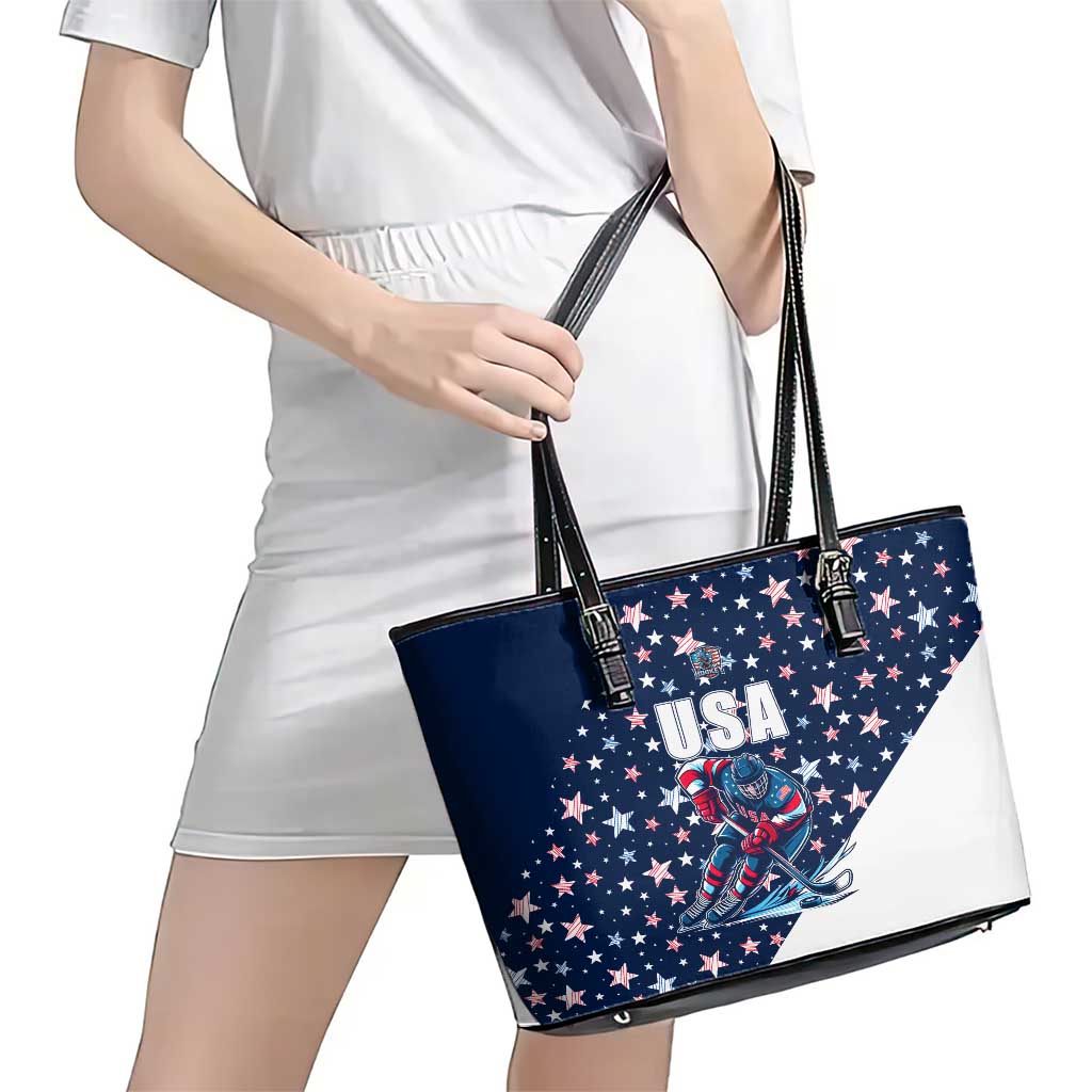 USA Ice Hockey Leather Tote Bag Summer Paris 2024 DT02