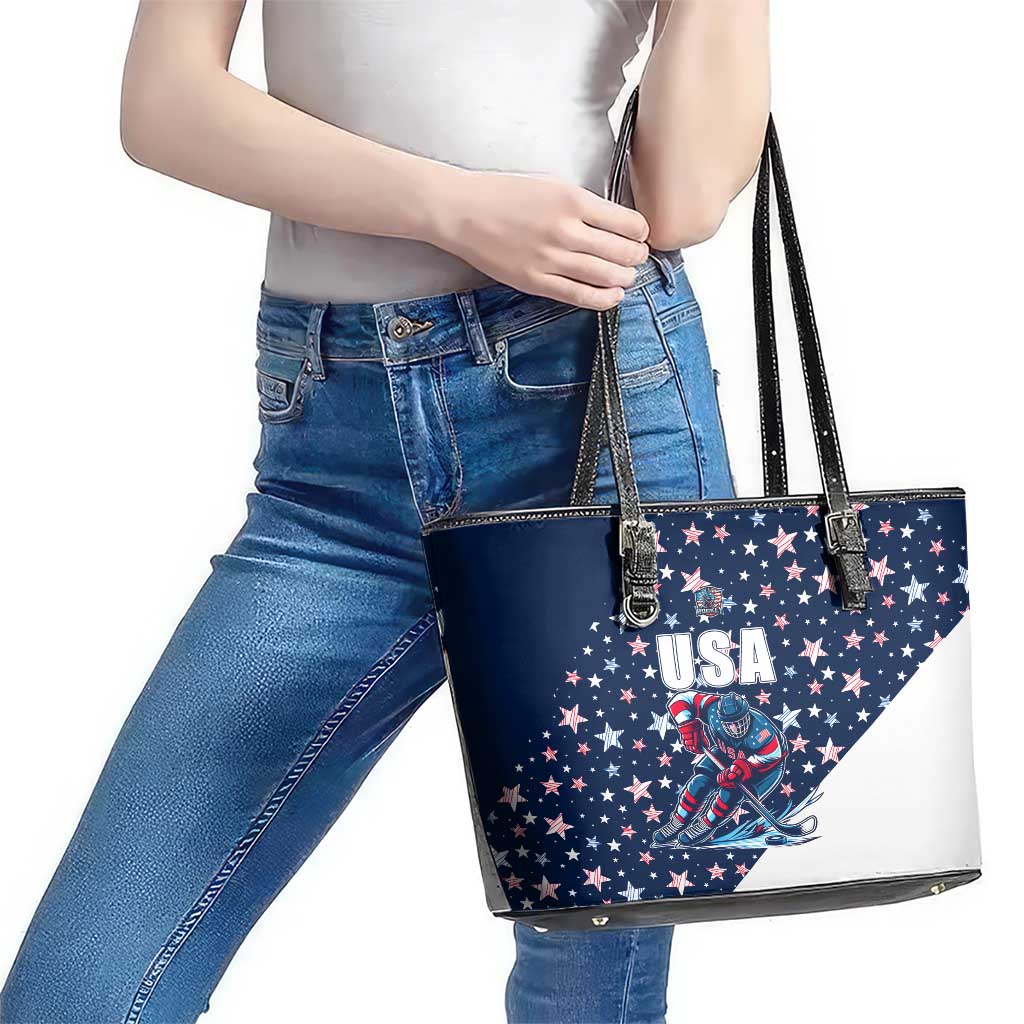 USA Ice Hockey Leather Tote Bag Summer Paris 2024 DT02