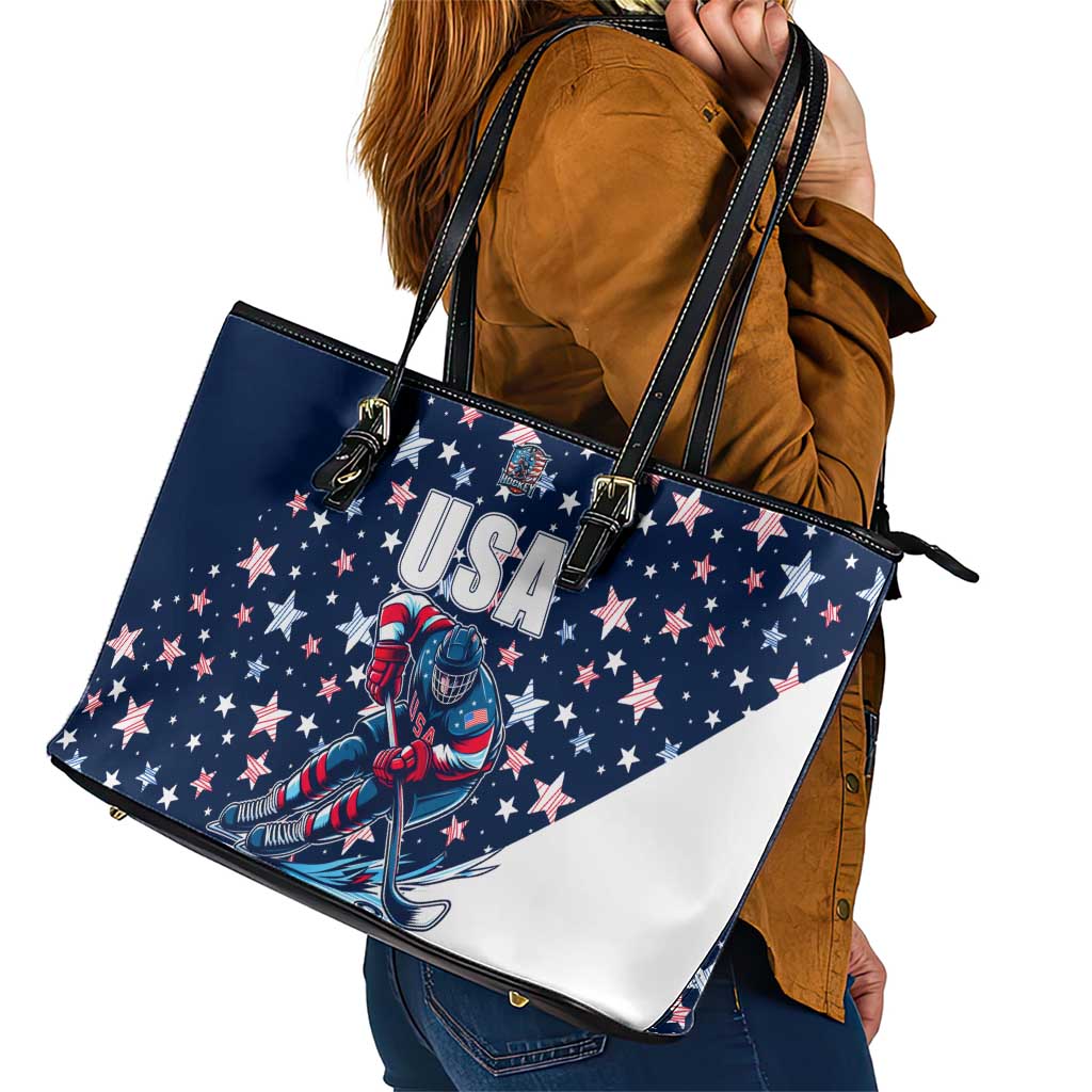 USA Ice Hockey Leather Tote Bag Summer Paris 2024 DT02