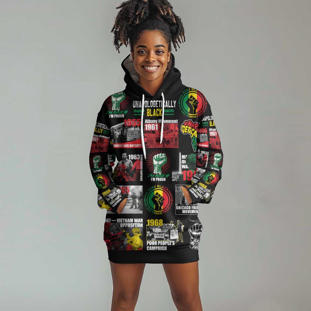 Civil Rights Movement Hoodie Dress Poster Art Black Pride DT02
