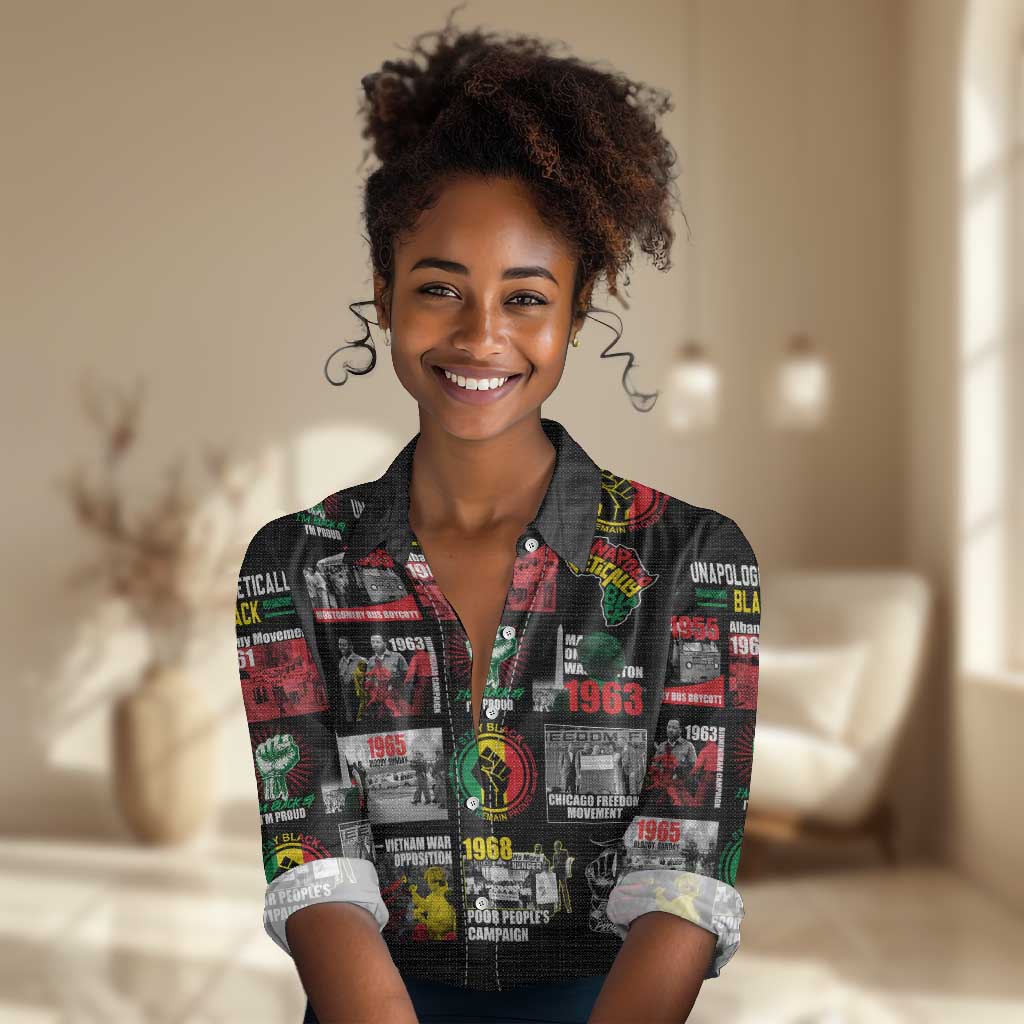 Civil Rights Movement Women Casual Shirt Poster Art Black Pride DT02