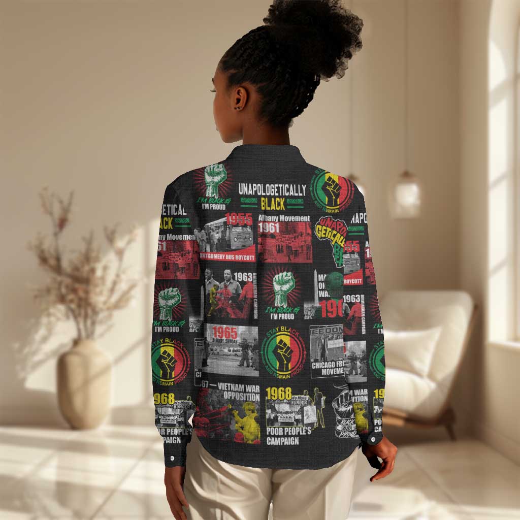 Civil Rights Movement Women Casual Shirt Poster Art Black Pride DT02