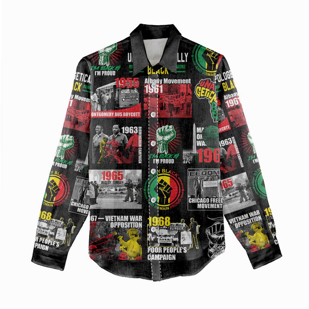 Civil Rights Movement Women Casual Shirt Poster Art Black Pride DT02