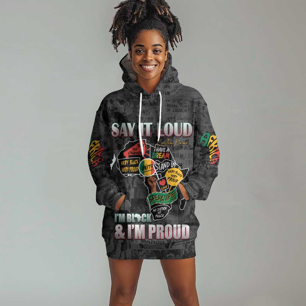 I'm Black and I'm Proud - Personalized African Hoodie Dress DT02