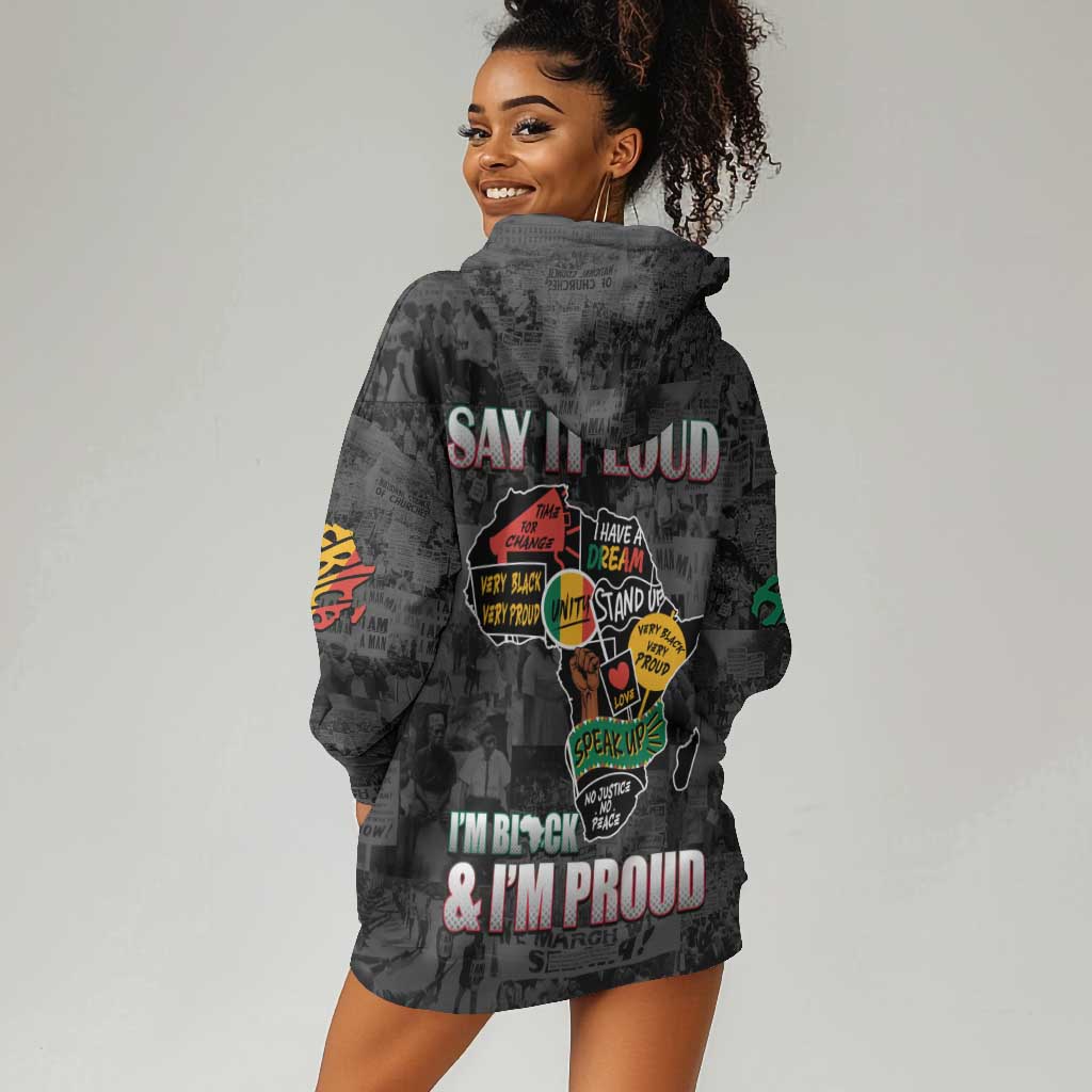 I'm Black and I'm Proud - Personalized African Hoodie Dress DT02