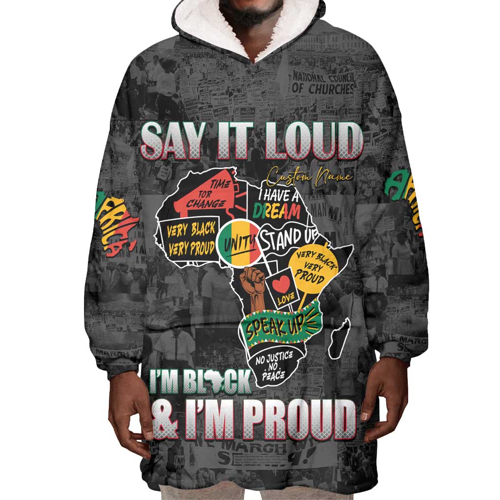I'm Black and I'm Proud - Personalized African Wearable Blanket Hoodie DT02