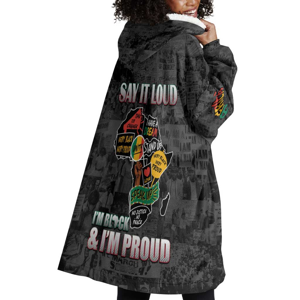 I'm Black and I'm Proud - Personalized African Wearable Blanket Hoodie DT02