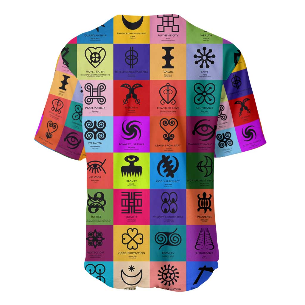 Multi Color Adinkra Symbols Baseball Jersey African Adrinkra DT02