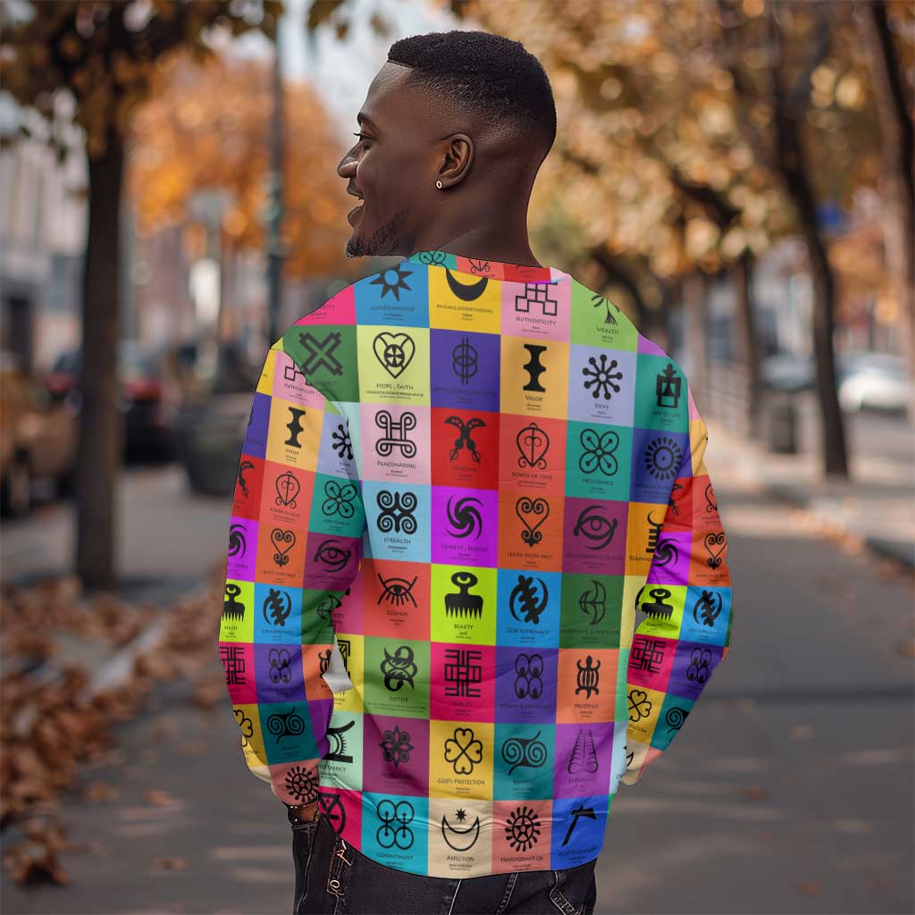 Multi Color Adinkra Symbols Sweatshirt African Adrinkra DT02