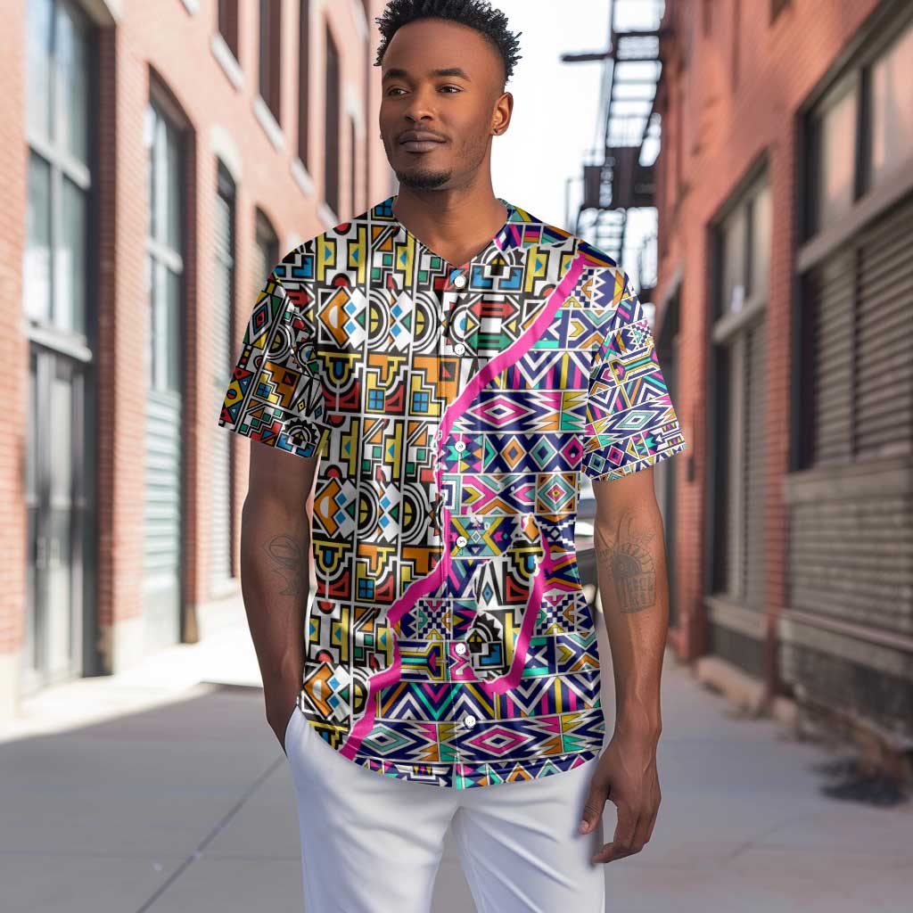 African Ndebele Pattern Baseball Jersey DT02