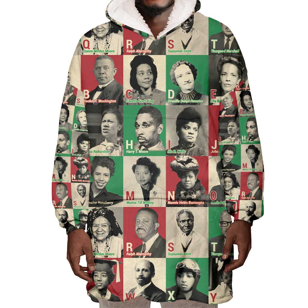 A To Z Of Black Heroes Wearable Blanket Hoodie Civil Rights Leaders DT02