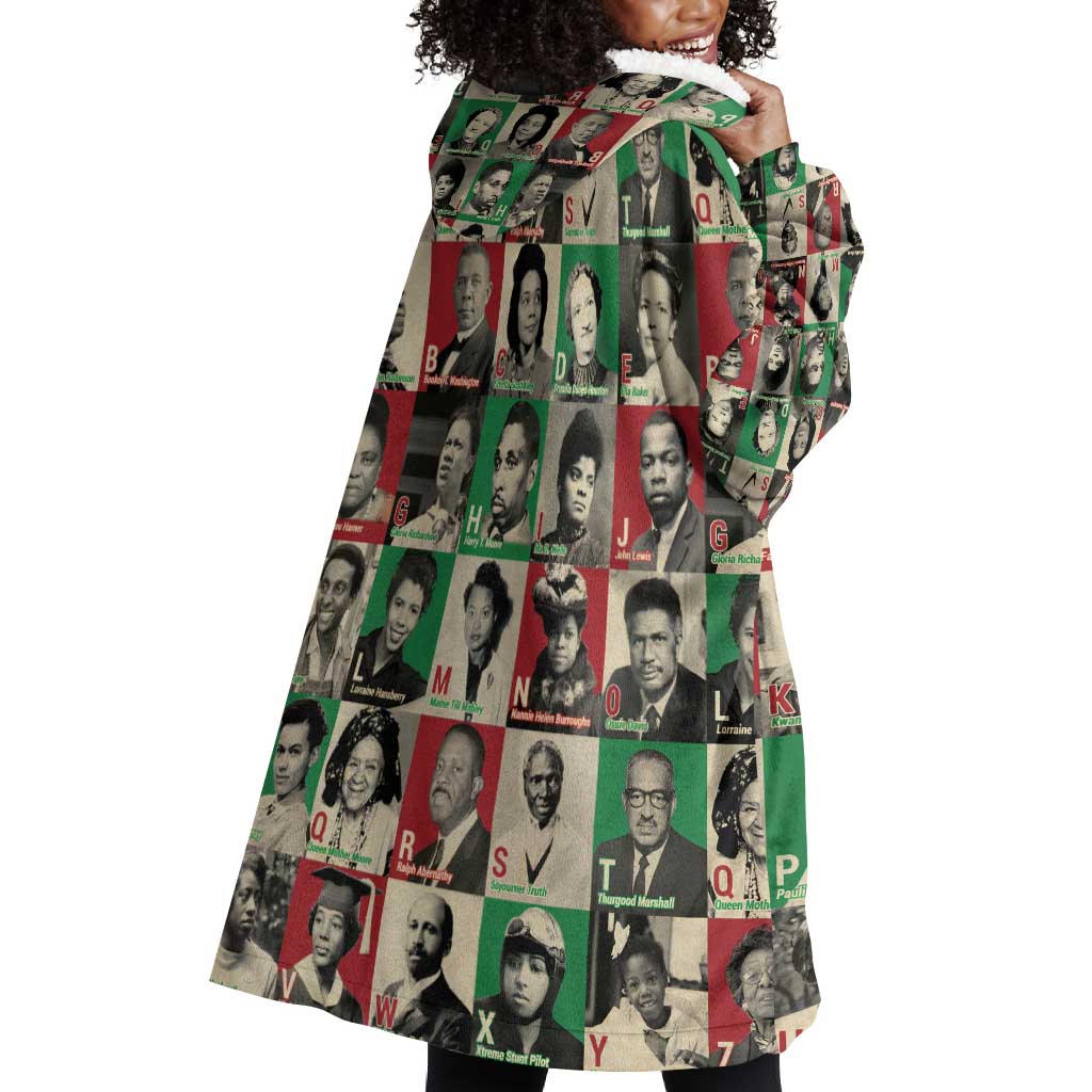 A To Z Of Black Heroes Wearable Blanket Hoodie Civil Rights Leaders DT02