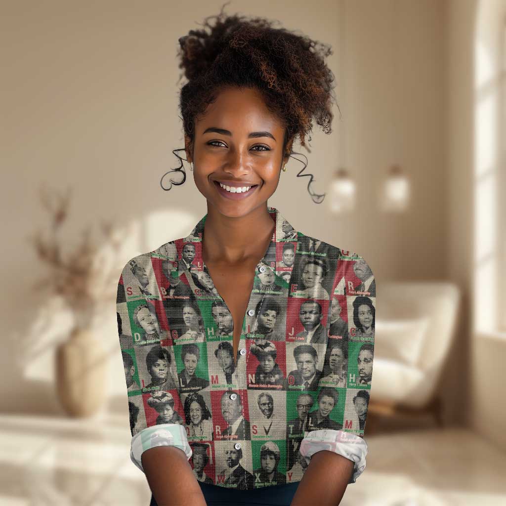 A To Z Of Black Heroes Women Casual Shirt Civil Rights Leaders DT02