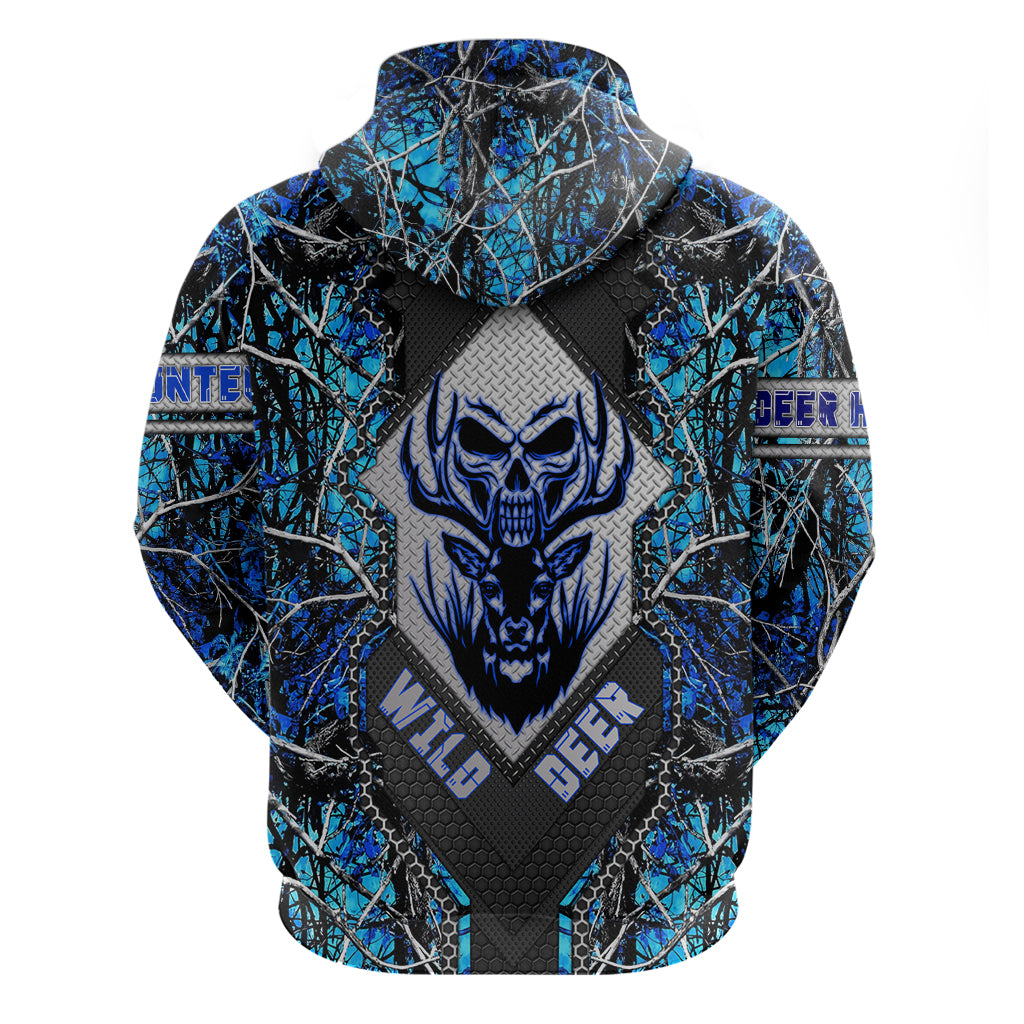 Wild Deer Hunting Hoodie Skull Blue Art DT02