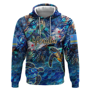 Aruba Hoodie Sea Turtle Tropical Pattern DT02