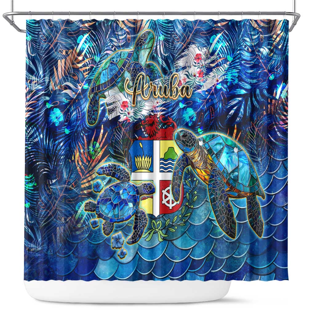 Aruba Shower Curtain Sea Turtle Tropical Pattern DT02