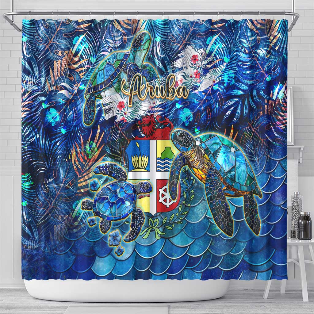Aruba Shower Curtain Sea Turtle Tropical Pattern DT02