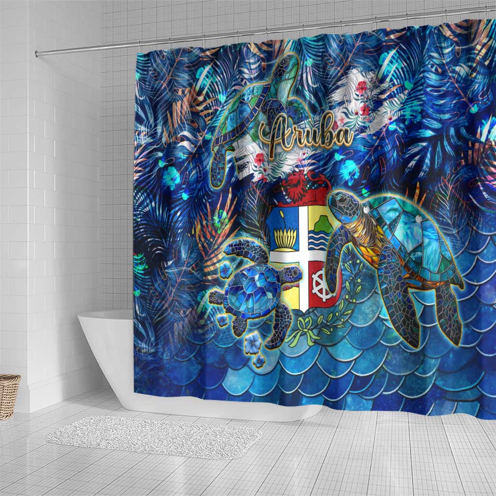 Aruba Shower Curtain Sea Turtle Tropical Pattern DT02