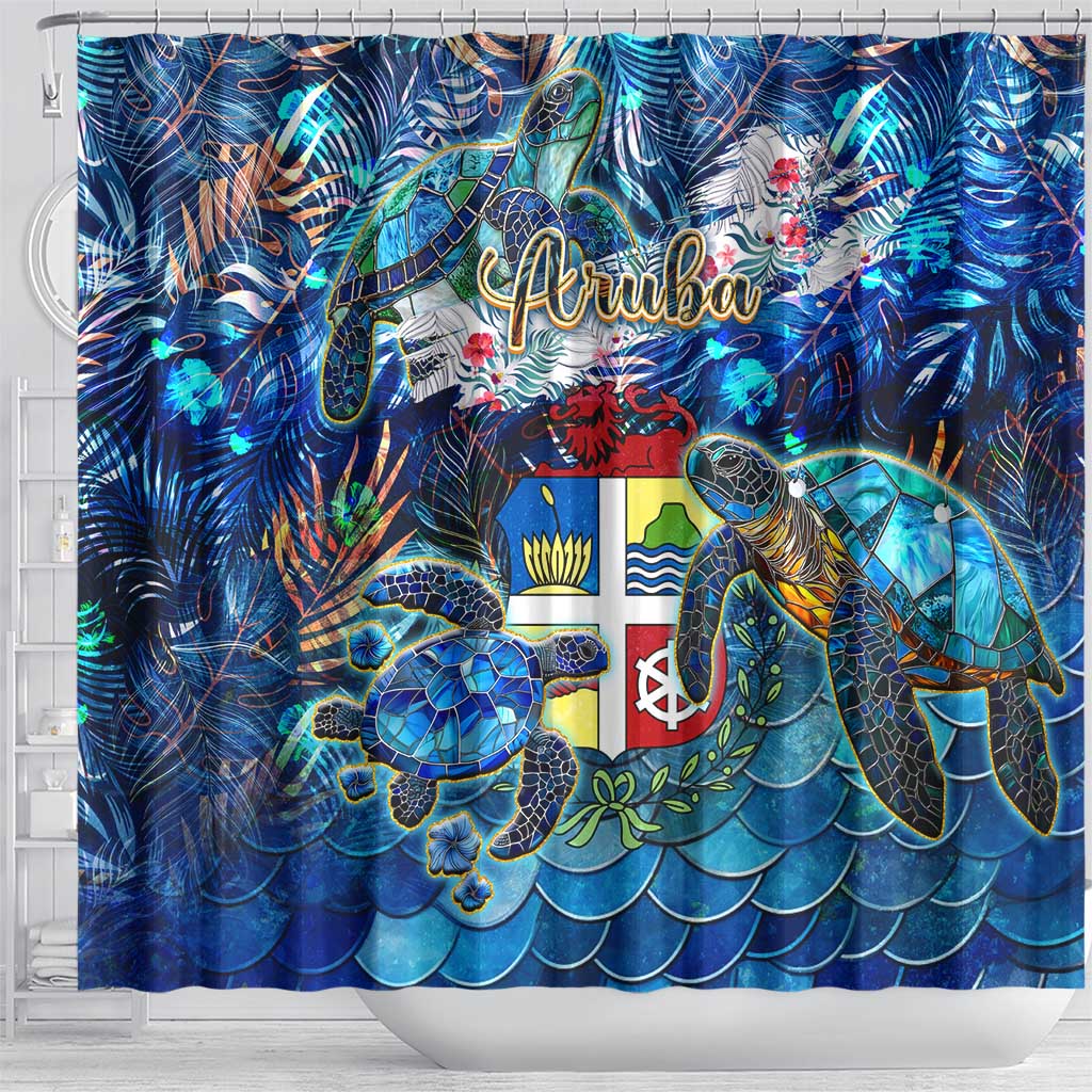 Aruba Shower Curtain Sea Turtle Tropical Pattern DT02