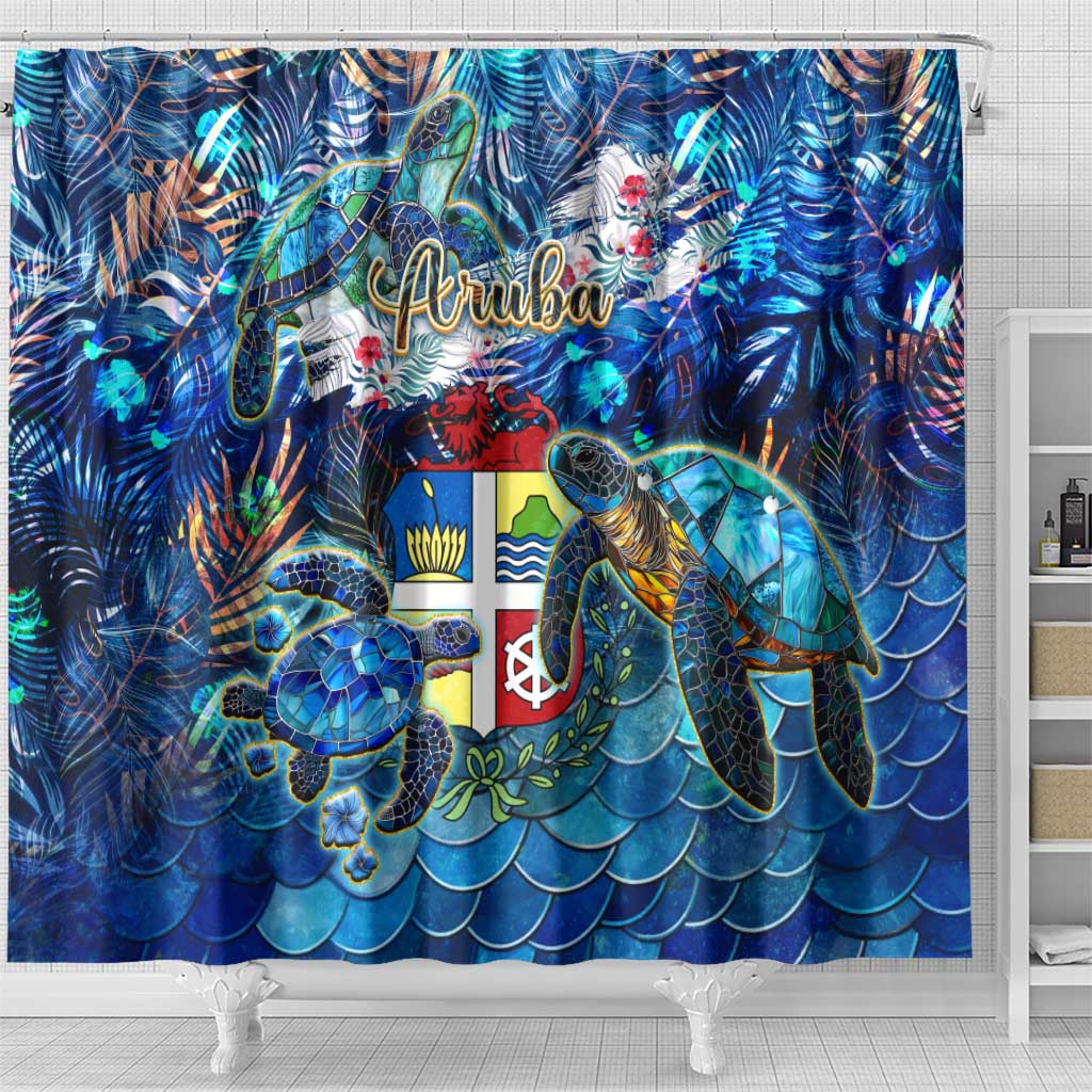 Aruba Shower Curtain Sea Turtle Tropical Pattern DT02