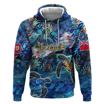 Bermuda Hoodie Sea Turtle Tropical Pattern DT02