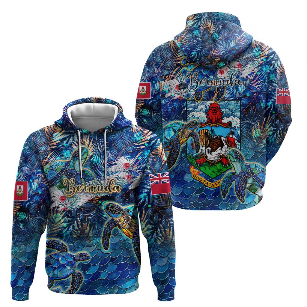 Bermuda Hoodie Sea Turtle Tropical Pattern DT02