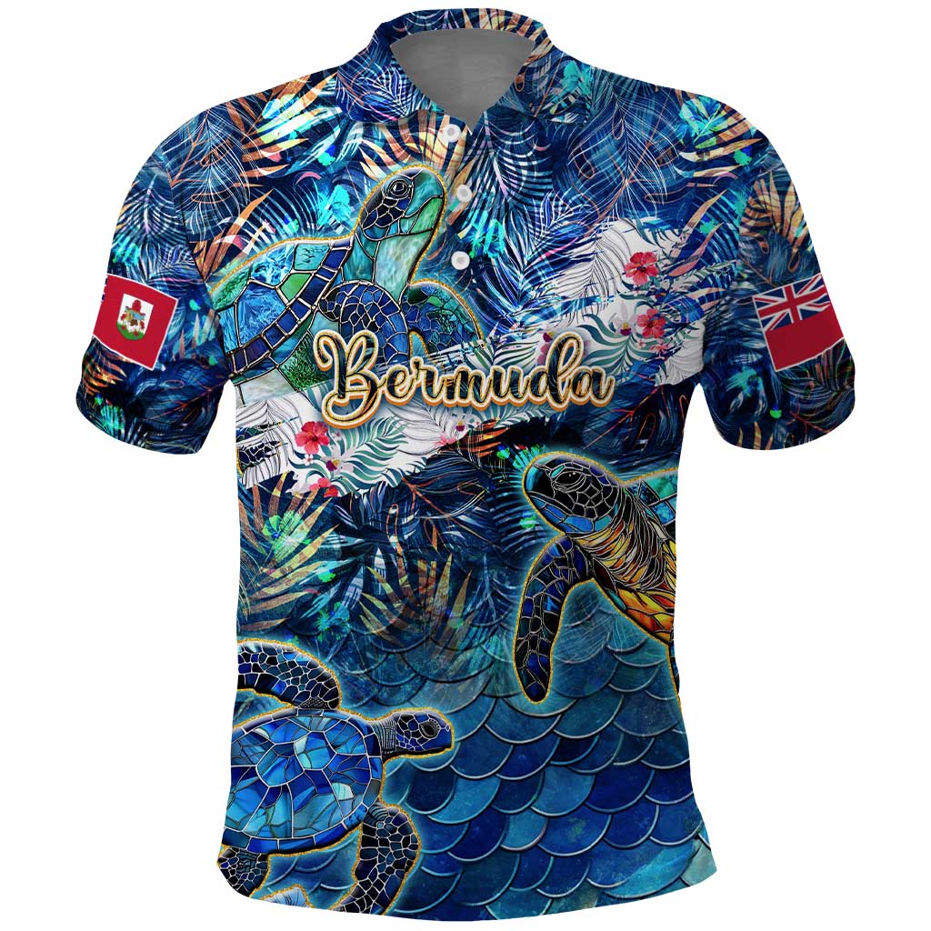 Bermuda Polo Shirt Sea Turtle Tropical Pattern DT02