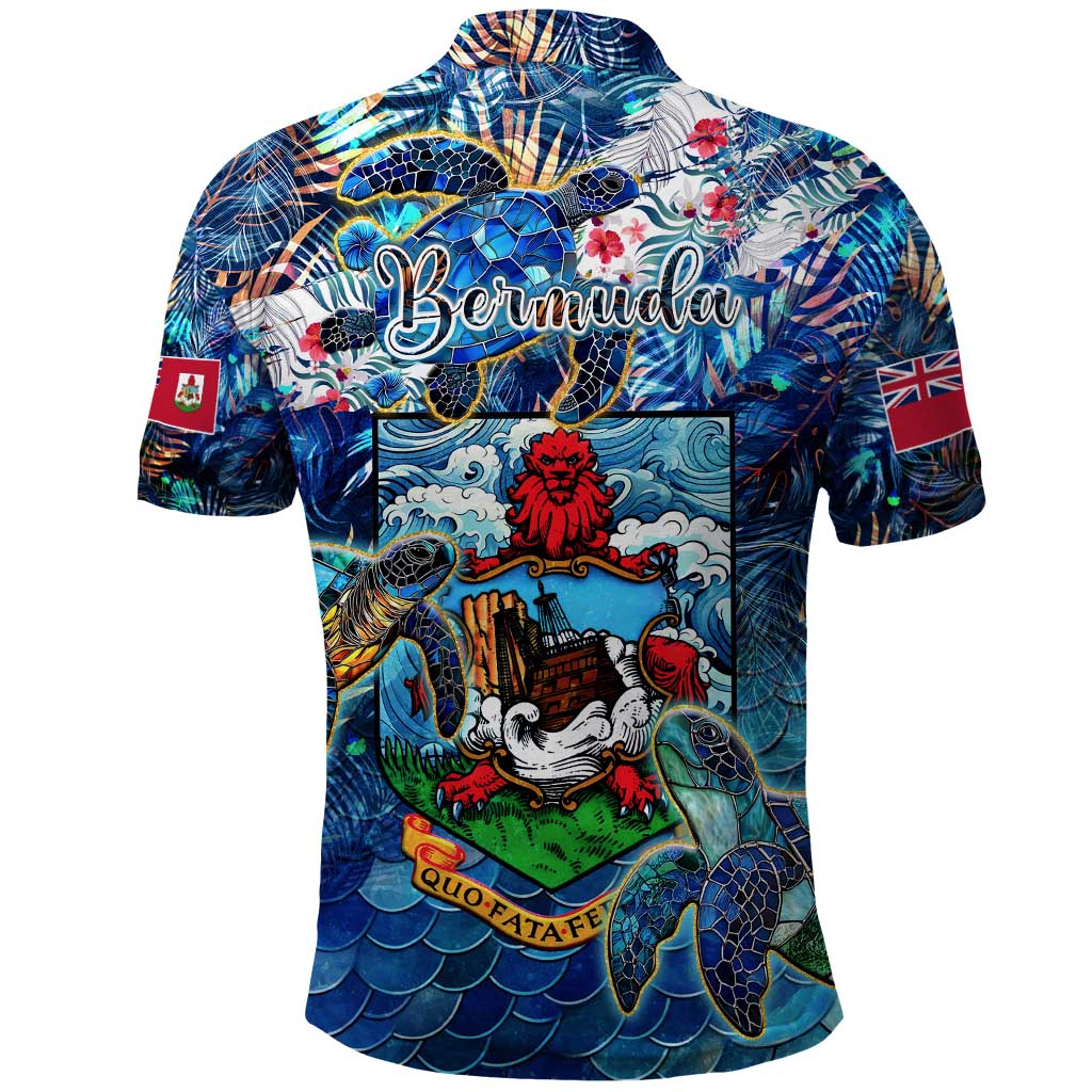 Bermuda Polo Shirt Sea Turtle Tropical Pattern DT02