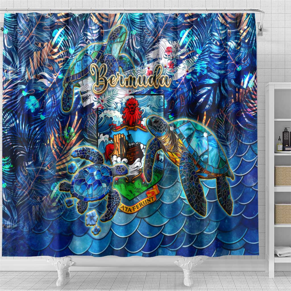 Bermuda Shower Curtain Sea Turtle Tropical Pattern DT02