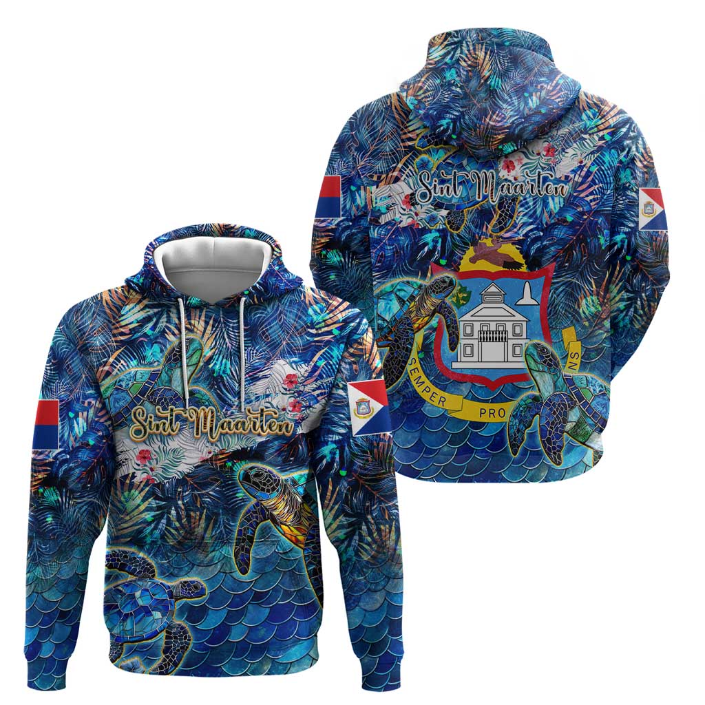 Sint Maarten Hoodie Sea Turtle Tropical Pattern DT02