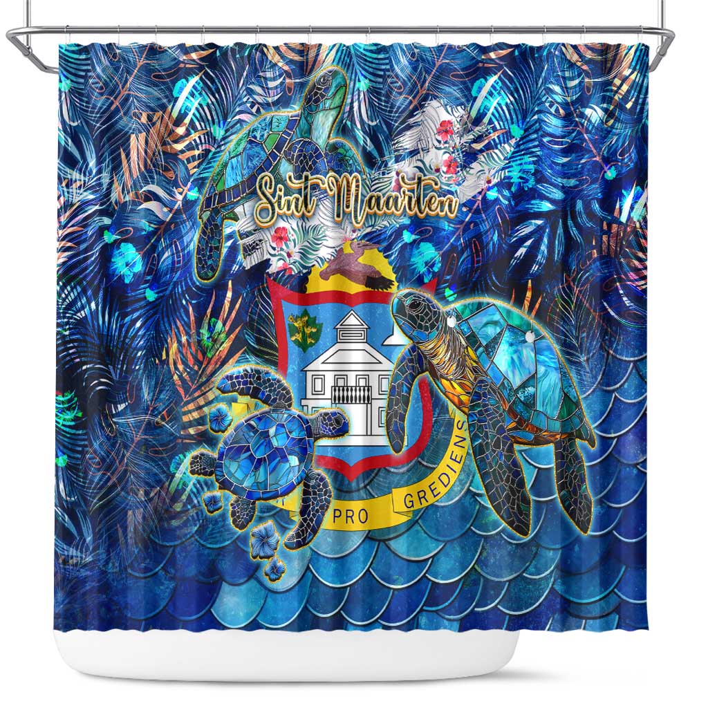 Sint Maarten Shower Curtain Sea Turtle Tropical Pattern DT02