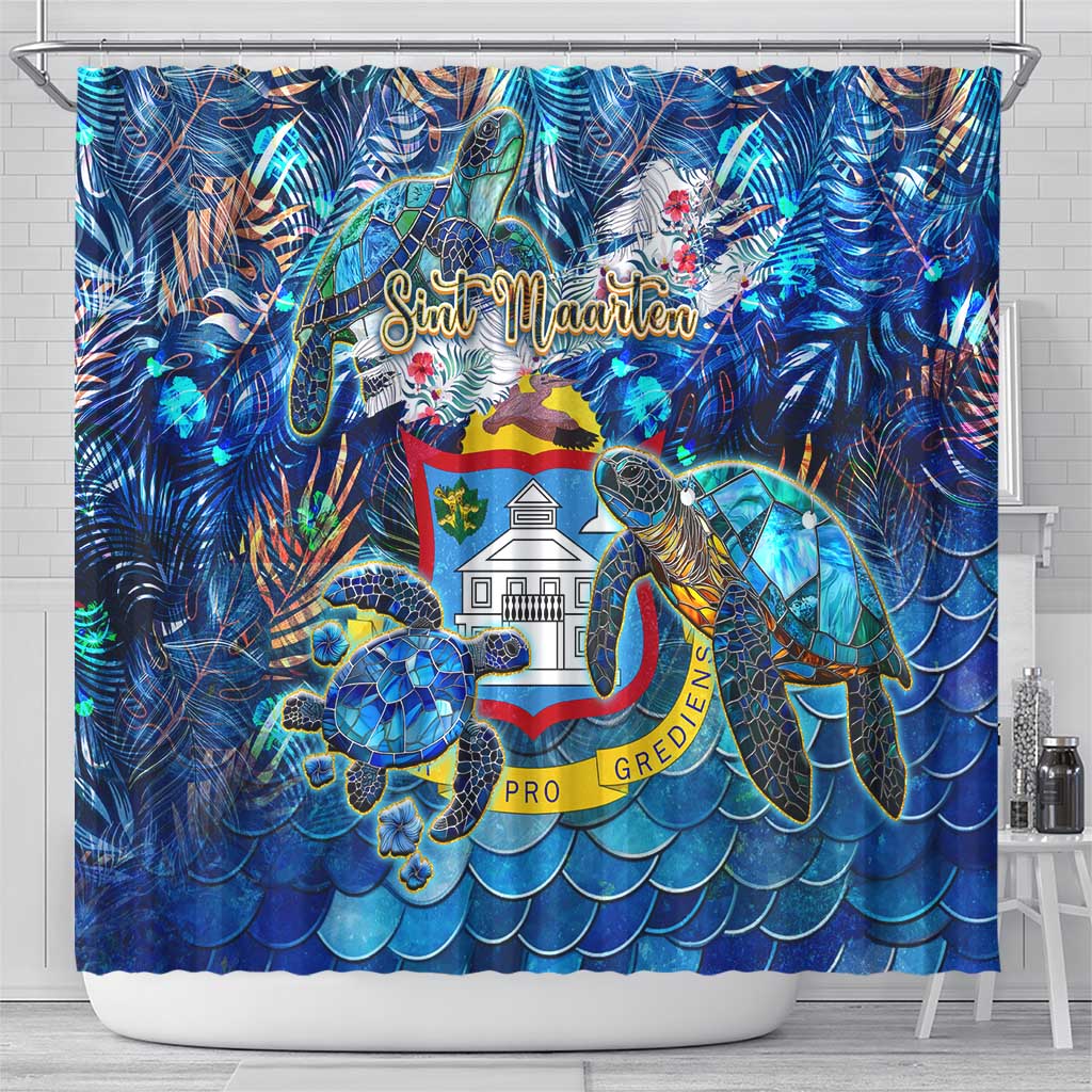 Sint Maarten Shower Curtain Sea Turtle Tropical Pattern DT02