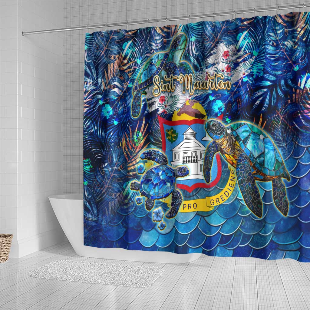 Sint Maarten Shower Curtain Sea Turtle Tropical Pattern DT02