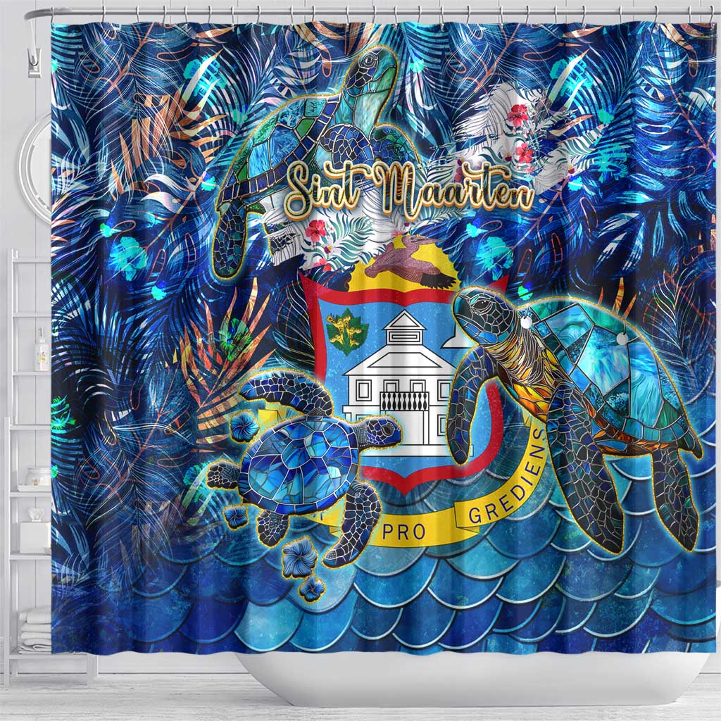 Sint Maarten Shower Curtain Sea Turtle Tropical Pattern DT02