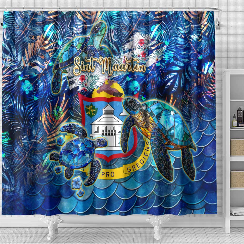 Sint Maarten Shower Curtain Sea Turtle Tropical Pattern DT02