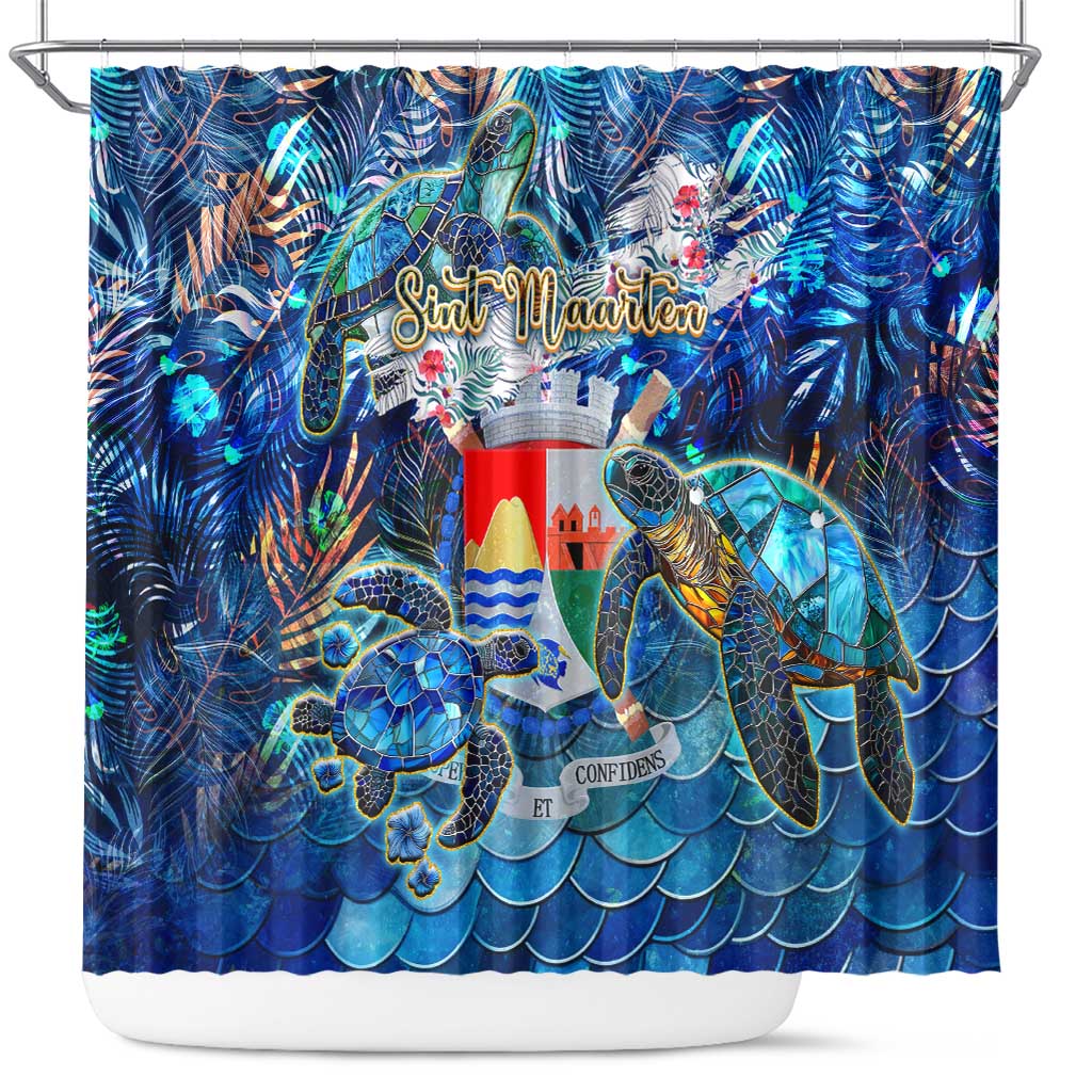 Sint Eustatius Shower Curtain Sea Turtle Tropical Pattern DT02