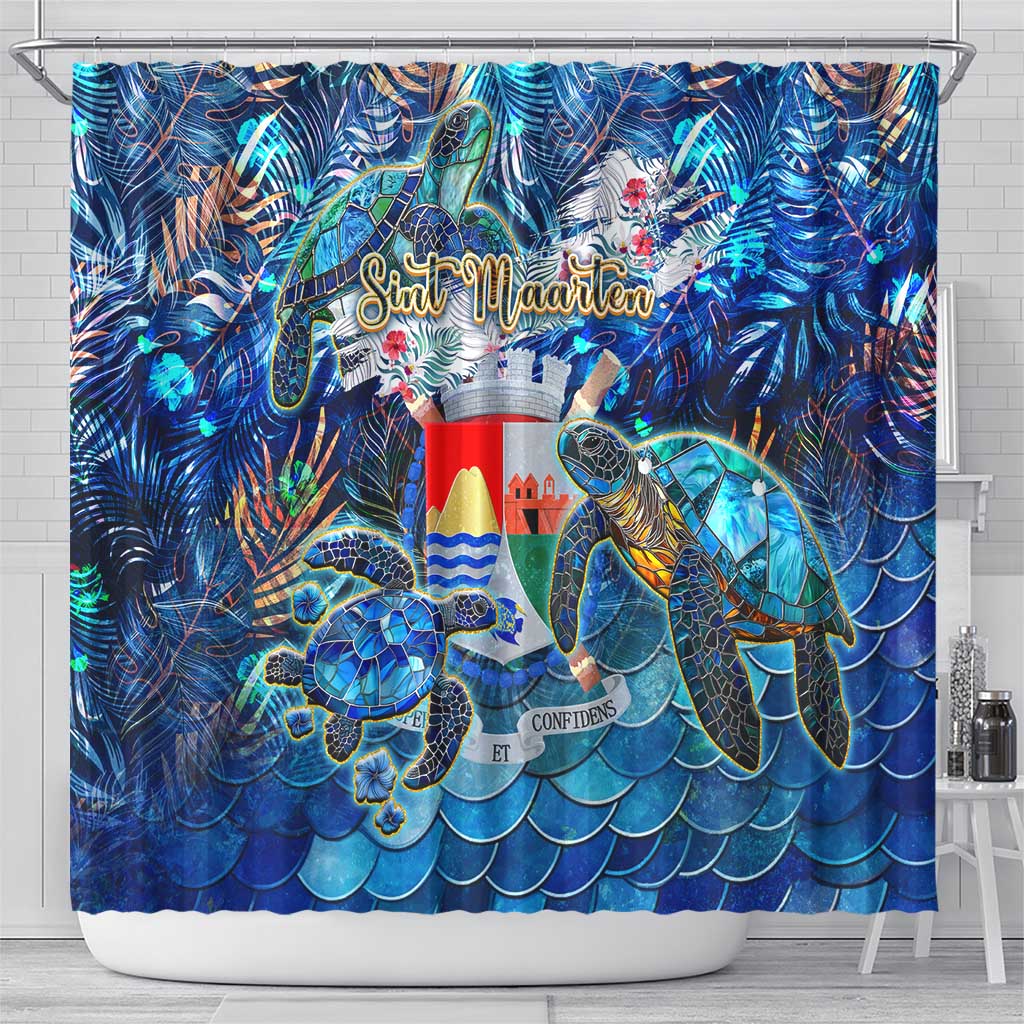 Sint Eustatius Shower Curtain Sea Turtle Tropical Pattern DT02