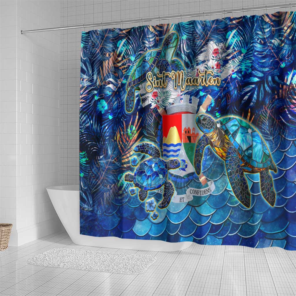 Sint Eustatius Shower Curtain Sea Turtle Tropical Pattern DT02