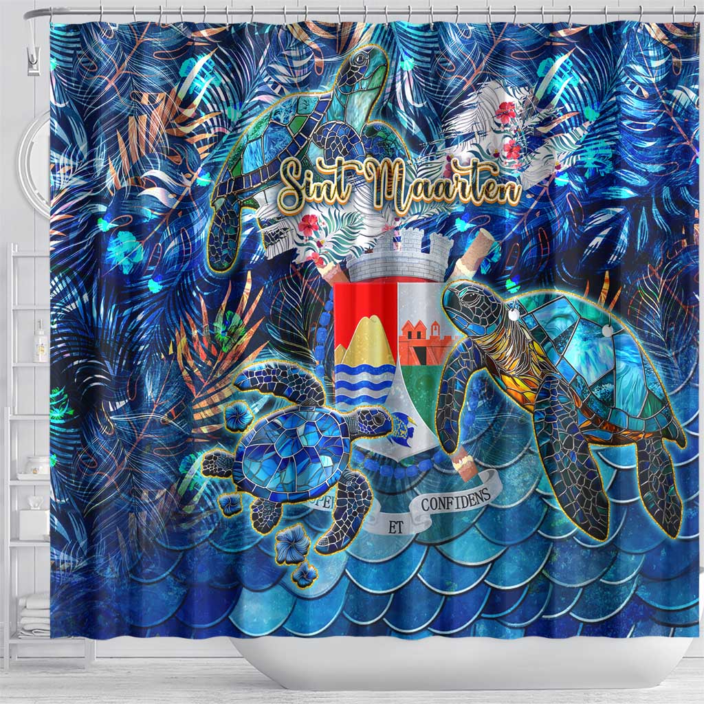 Sint Eustatius Shower Curtain Sea Turtle Tropical Pattern DT02
