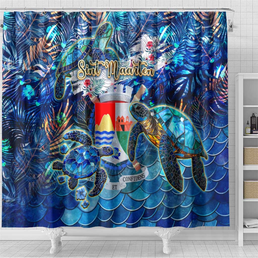 Sint Eustatius Shower Curtain Sea Turtle Tropical Pattern DT02