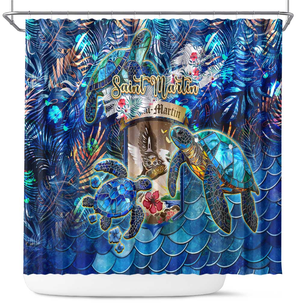 Saint Martin Shower Curtain Sea Turtle Tropical Pattern DT02