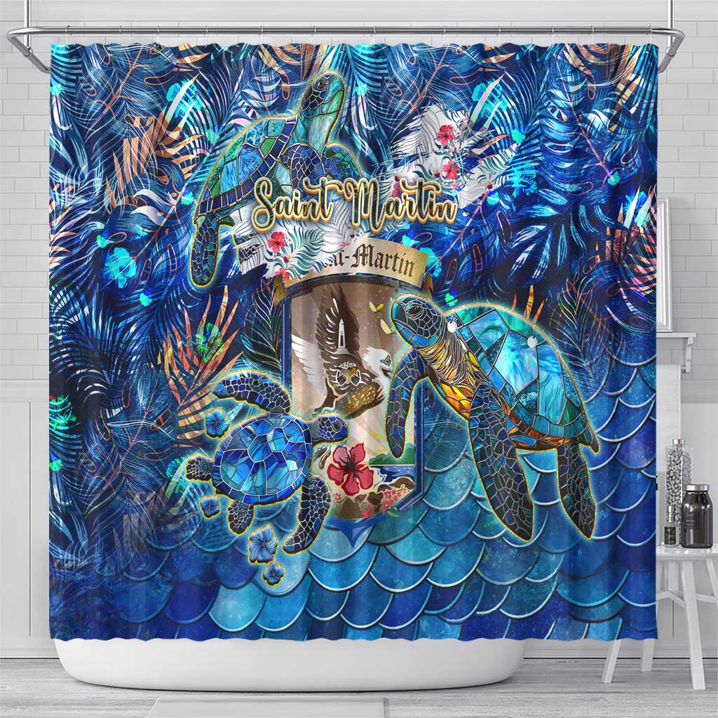 Saint Martin Shower Curtain Sea Turtle Tropical Pattern DT02