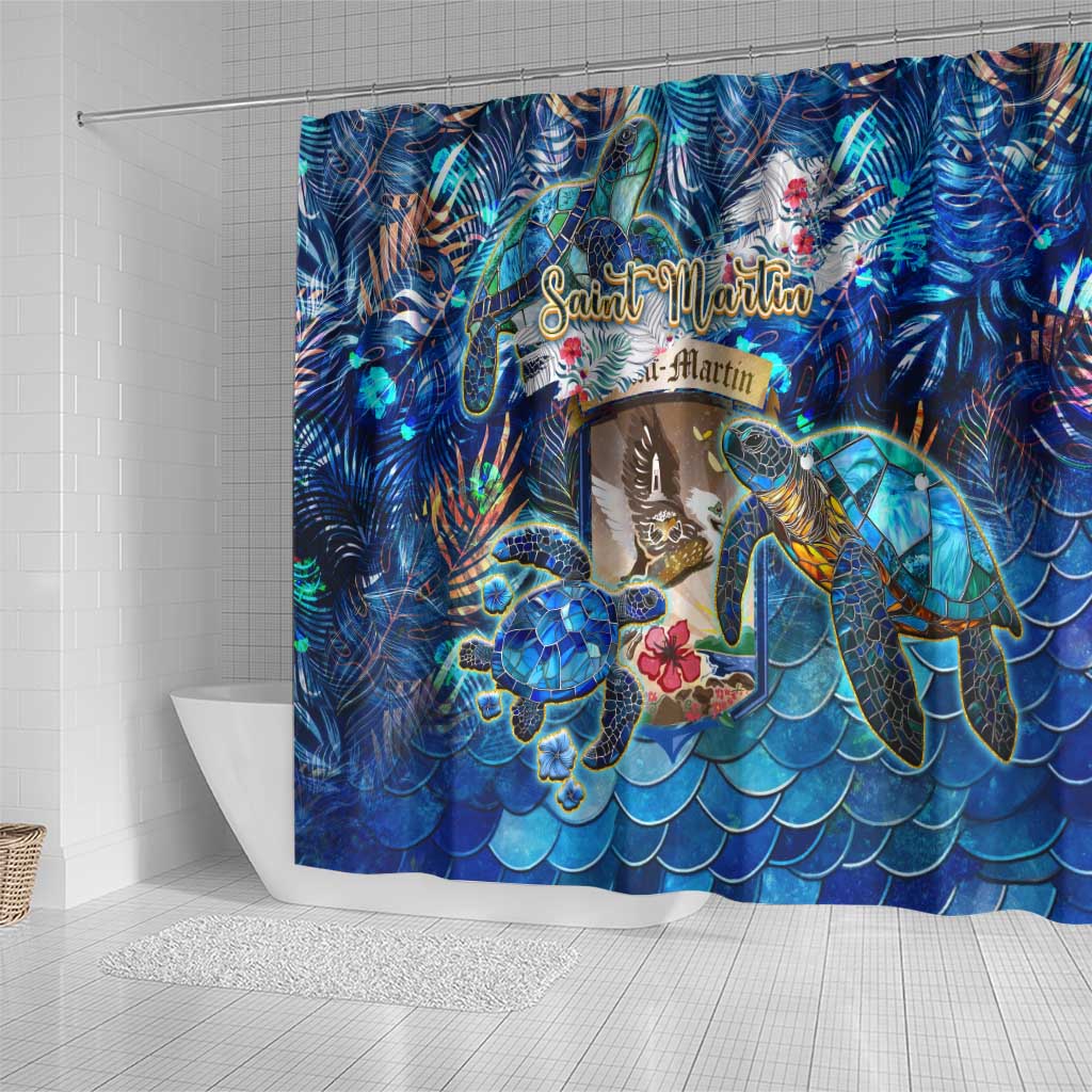 Saint Martin Shower Curtain Sea Turtle Tropical Pattern DT02