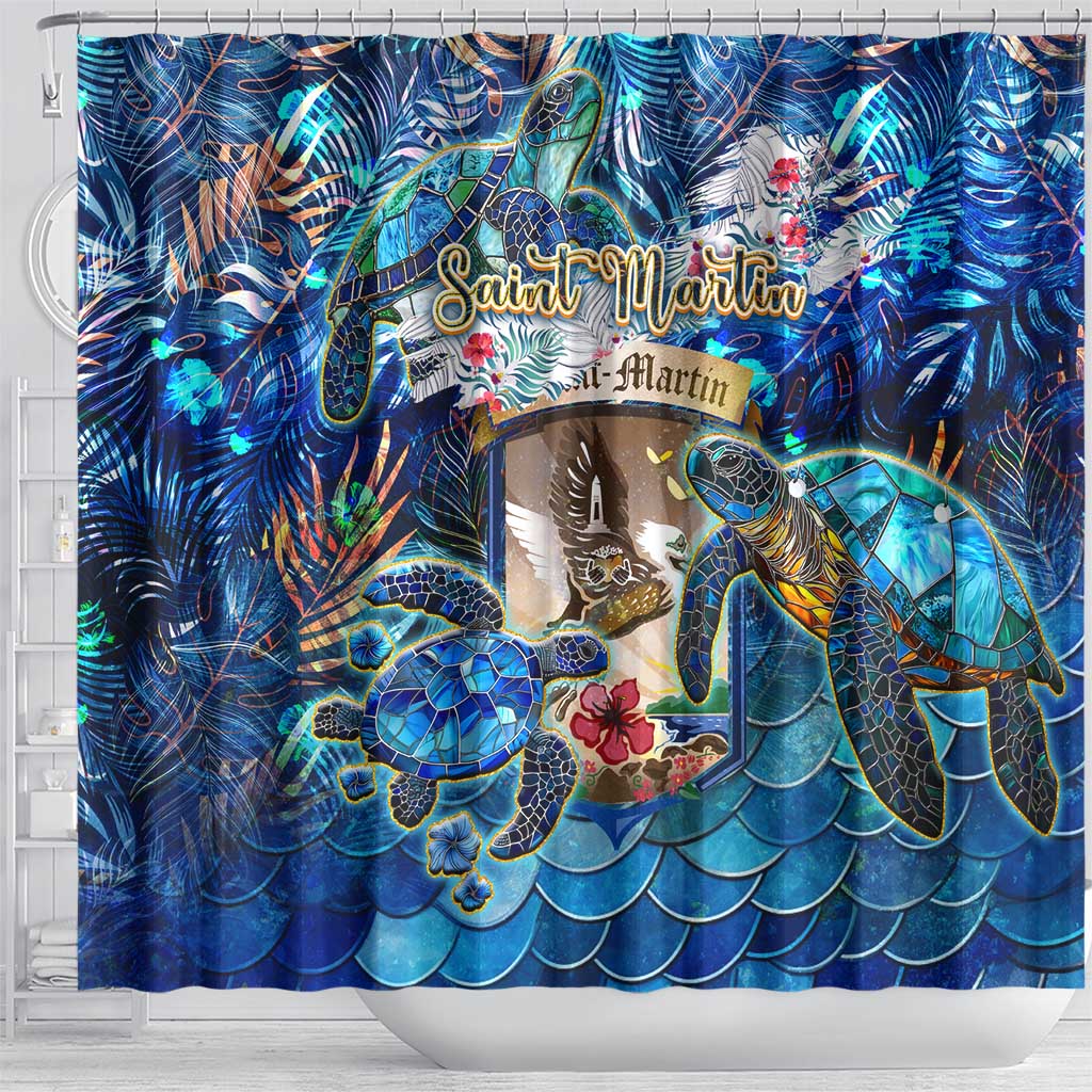 Saint Martin Shower Curtain Sea Turtle Tropical Pattern DT02