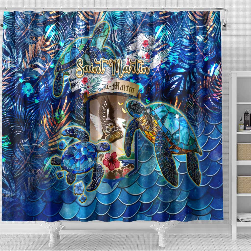Saint Martin Shower Curtain Sea Turtle Tropical Pattern DT02